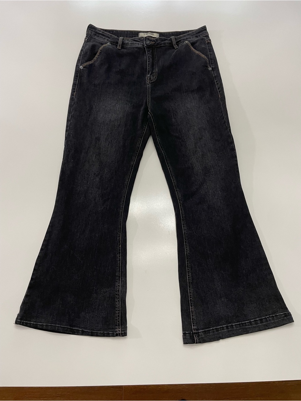 Rock & Roll Black Flare Jeans High Rise Denim Trousers, size 33x30